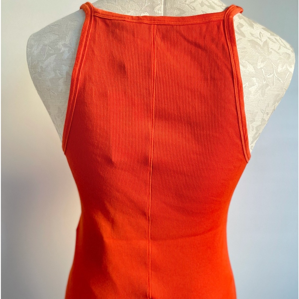 CK Calvin Klein Jeans Orange Basic Ribbed Racerback Spaghetti Strap Tank Summer - Picture 6 of 7